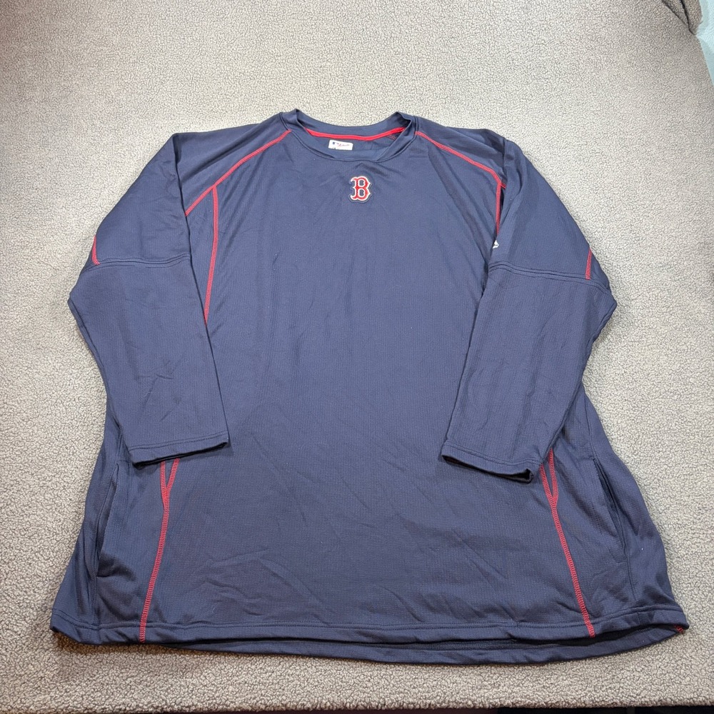 Majestic Shirt Mens 4XLT Navy Boston Red Sox Authentic Collection Long Sleeve